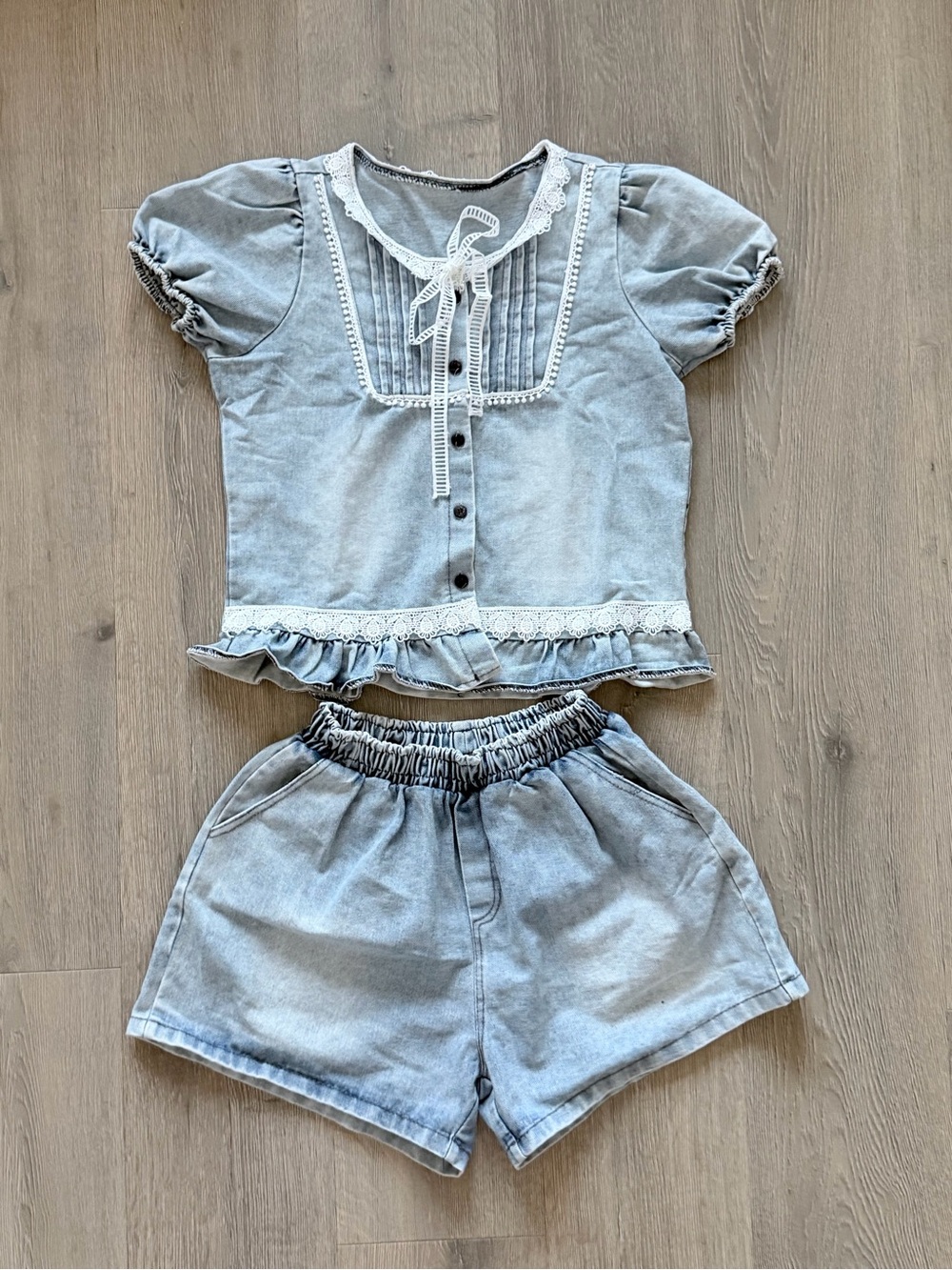 Light Wash Denim Two-Piece Set – Size XS